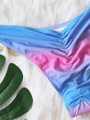 Traje de baño bikini con tiras y cristales de concha