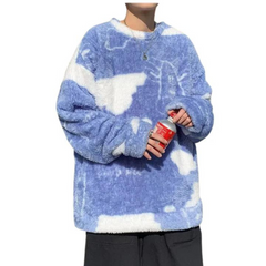 Sherpa-Pullover mit Cartoon-Milchkuh