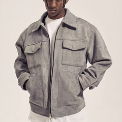 Chaqueta de terciopelo con cremallera engrosada de piel de ciervo