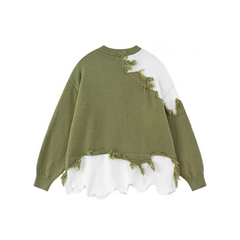 Suéter de patchwork cepillado