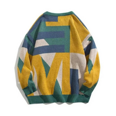 Lässiger Patchwork-Strickpullover