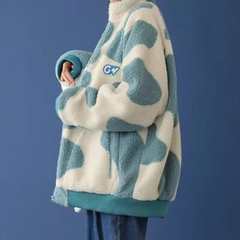 Chaqueta de invierno de algodón con colores contrastantes y felpa