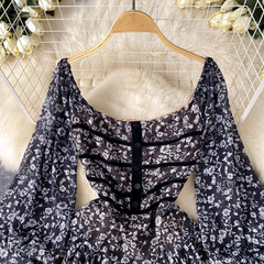 Blumenkleid Damen Französisch Retro Chiffonrock Sommer