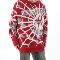 Süßer Strickpullover mit Spinnennetz