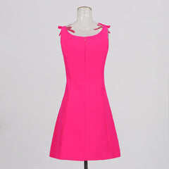 suspender bow decoration solid color temperament dress