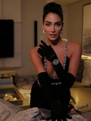 Bandage Skirt European and American Neck Hanging Diamond Party Dress