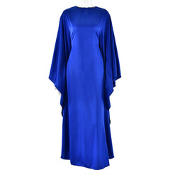 Dress, round neck, satin bat sleeve, loose fitting dress, sexy and long dress spring/summer