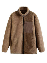 Chaqueta de felpa de manga larga con cremallera