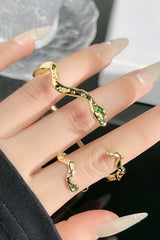 Rhinestone Snake - Shaped Irregular Open Bracelet Open Rings Jewelry Set