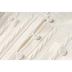 Early Fall Luxury Brief Gentle Beige Color Midi Knitting Dress Quality Buttons Strongly Elastic