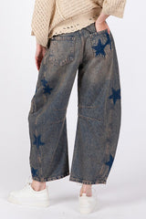 SAGE + FIG Star Jeans mit weitem Bein und Taschen