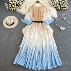 A-Linien-Kleid mit Farbverlauf und Fünfviertelärmeln