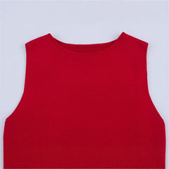 Simple temperament knitted sleeveless long dress