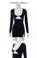 lässiges Kleid mit langen Ärmeln und Hohlsaum