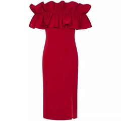 Schulterfreies rotes Kleid