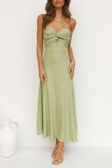 Strapless Backless Vacation Maxi Dresses  -  Green