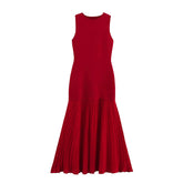 Simple temperament knitted sleeveless long dress