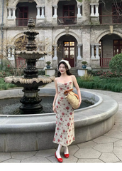 Damen Sommerkleid mit Blumenmuster und Trägern