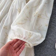 Blumenkleid im Retro-Stil Sommerkleid für Damen mit V-Ausschnitt