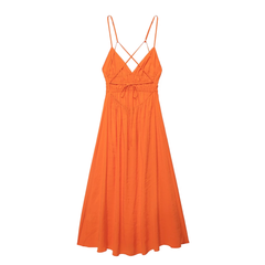 Oranges rückenfreies Sommerkleid