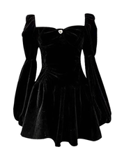 Schwarzes Retro-Samtkleid für Damen