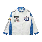 Retro High Street Motorcycle Stand Collar Jacket