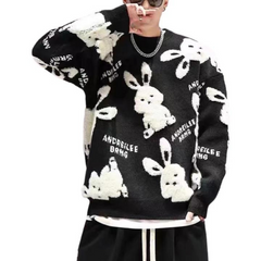 Süßer beflockter Kaninchenpullover