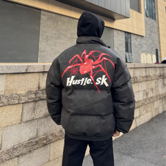 Abrigo con bordado de araña estilo hip hop