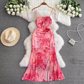 Strapskleid für Damen mit unregelmäßigem, verwischtem Aufdruck