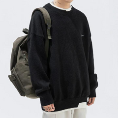 Japanese Contrast Color Fake Two Pieces Sweater