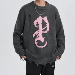 Pullover mit High Street-Muster im Used-Look