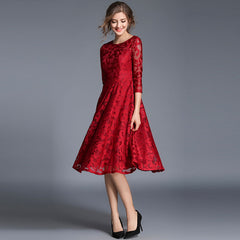 Spring England Style Luxury Elegant Slim Ladies Party Dress