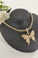 Butterfly - Shaped Sparkling Rhinestone Necklace