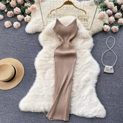 Sexy Package Hips Slim Elastic Knit Bodycon Dress Female