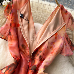 Bedrucktes Rüschenkleid im Meerjungfrauenstil