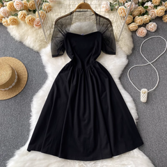 Schwarzes Vintage-Kleid in A-Linie