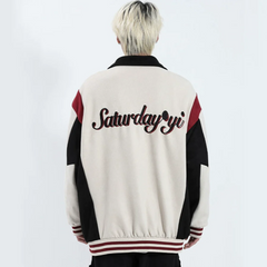 Jacke aus japanischem Wildleder mit Nähten in Kontrastfarben