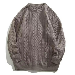 Einfarbiger Strickpullover mit gewebtem Muster