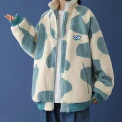 Chaqueta de invierno de algodón con colores contrastantes y felpa