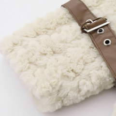 Retro PU Spliced Sherpa Coat