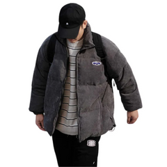 Corduroy Solid Color Alphabet Winter Coat