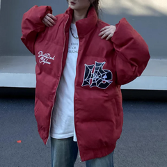 Abrigo con bordado de araña estilo hip hop