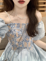 Kurzärmliges Kleid mit Puffärmeln für Damen