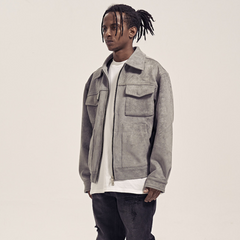 Chaqueta de terciopelo con cremallera engrosada de piel de ciervo