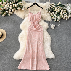 Elegantes langes Hosenträgerkleid mit Pailletten für Damen