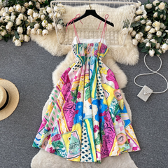 Hosenträgerkleid mit Graffiti-Print für Damen