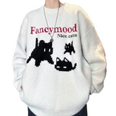 Süßer Strickpullover mit Katze