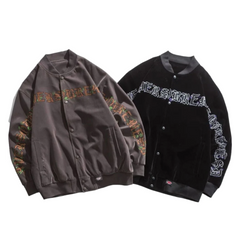 Vintage Letter Print Baseball Jacket