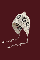 Boho Style Hand - Woven Floral Hollow Out Knit Beanie