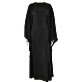 Dress, round neck, satin bat sleeve, loose fitting dress, sexy and long dress spring/summer